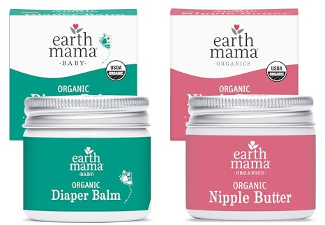Earth Mama Natural Nipple Butter, 60ml Jar PLUS Angel Baby Bottom Balm, 60ml Jar