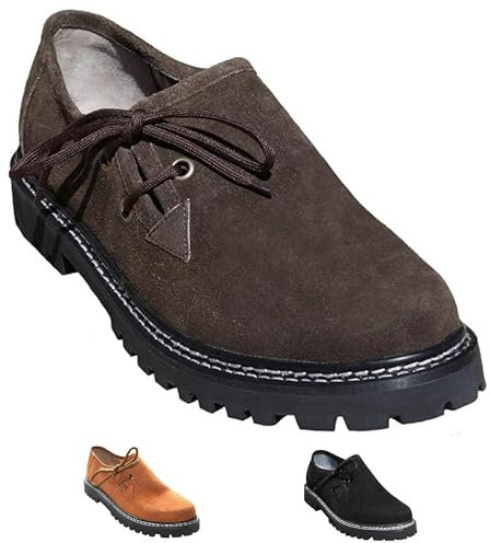 German Wear Trachtenschuhe Haferlschuhe Lederschuhe Braun, Schwarz & Kastanienbraun, Schuhgröße:43;Farbe:Dunkelbraun