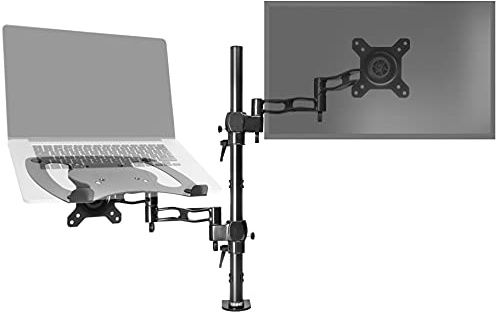 Duronic Monitor Arm Stand Laptop Desk Mount DM35L1X1 | for single 13-27 Inch LCD LED PC TV Screen and Laptop | Dual Arms | VESA 75 100 Bracket Tilt | Swivel | Rotate