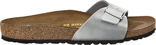 Birkenstock Classic Madrid Birko-Flor 40413, Pantoletten, Silber (Silber 531), 41 EU (7.5 UK)