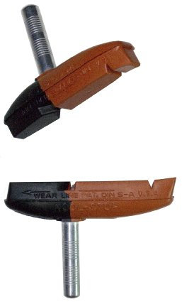 Kool Stop Kool-Stop Unisex – Erwachsene Bremsbelag Eagle 2C Lachs/schw. 1 Paar Bremsschuh, Schwarz,Orange, Einheitsgröße