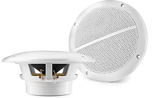 VONYX 6.5 Waterproof Ceiling Speakers Pair, 100W 2-Way White IP44 Water-Resistant Bathroom Marine In-Wall Audio Speakers for Home, Boat & Outdoor Patio 8 Ohm, 88dB, Includes Fixings Kit