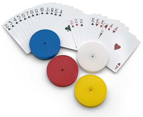 4 Piece Round Card Holders in Red, White, Yellow & Blue, Multi