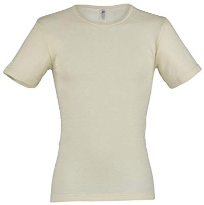 Damen u. Herren Unterhemd kurzarm, 100% Schurwolle, Engel Natur, Gr. 50/52