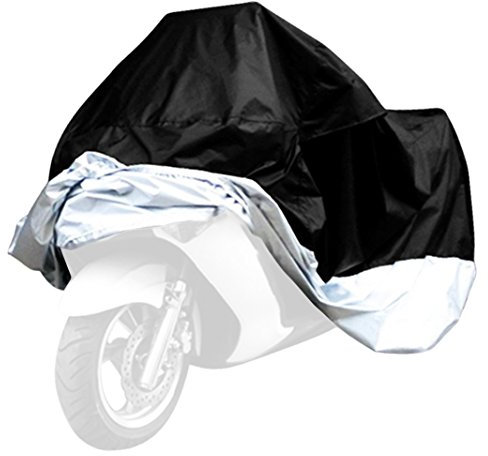 AKORD Motorcycle Motorbike Waterproof Rain UV Protective Breathable Cover Outdoor Indoor, Black Silver, Extra Large with Storage Bag 245 x 105 x 125 Uk Stock