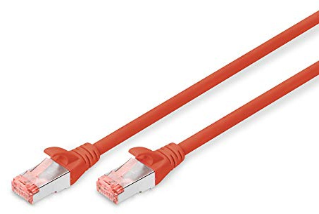 DIGITUS LAN Kabel Cat 6 – 3 m – S/FTP Geschirmt – 1 Gbit/s – 250 MHz – PoE++ – AWG 27/7 – LSZH – RJ45 Netzwerkkabel – Patchkabel – Kompatibel zu Cat6A und Cat7 – Rot