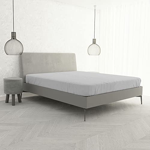 Lenzuolo Sotto MAX COLOR con Angoli Elasticizzati da 25 cm Letto Matrimoniale 170x200 cm, 100% Cotone Made in Italy - Tinta Unita GRIGIO CHIARO