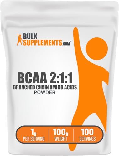 BulkSupplements.com BCAA 2:1:1 Powder - Branched Chain Amino Acids, BCAAs Amino Acids Powder - Unflavored & Gluten Free, 1g per Serving, 100g (3.5 oz) (Pack of 1)