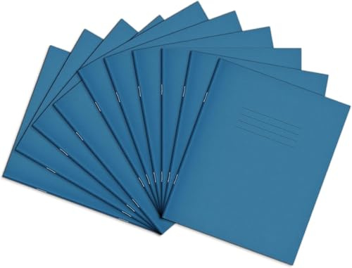 Rhino 8 x 6.5 Exercise Books, 8mm Ruled, 32-Page / 10-Pack, Light Blue | Notebooks with Standard Line Spacing & No Margin - Perfect for Writing Lesson & Meeting Notes in School, Home or Office
