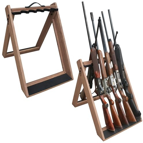 Rush Creek Creations Deer Camp Portable Folding 10 Gun Storage Rack - Handcrafted Weather Proof Material - Easy to Assembly , 21L x 27W x 28.5H