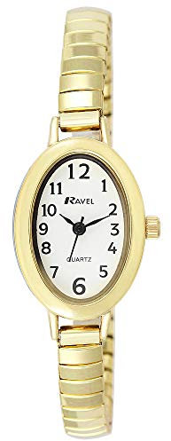Ravel Women's Petit Oval Watch on Stainless Steel Expandable Bracelet - Gold Tone