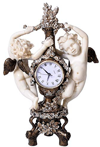 Allegorische Kaminuhr im Empire Stil tanzende Amoretten Tischuhr Silber IS063 Palazzo Exklusiv