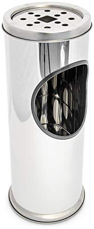 Relaxdays Posacenere da Esterno con Pattumiera Integrata, Spegni Sigarette Porta Cenere Colonnina, H: 37,5 cm, Argentato