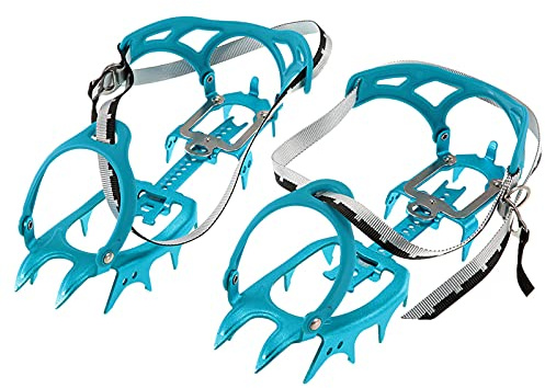 BRS-S3 Ultralight 14 Teeth Aluminium Alloy Bundled Crampons Ice Gripper Outdoor Ice Climbing Kits Crampons for Footwear (Blue)