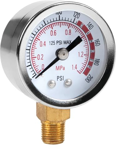 Performance Tool W10055 0-200 PSI Air Gauge for Air Tank Accessory