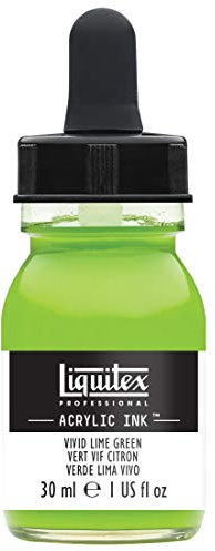 Liquitex 4260740 flüssige Professional Acrylfarben - Ink, Tusche, 30 ml, hochpigmentierte Airbrushfarbe, limettengrün lebhaft