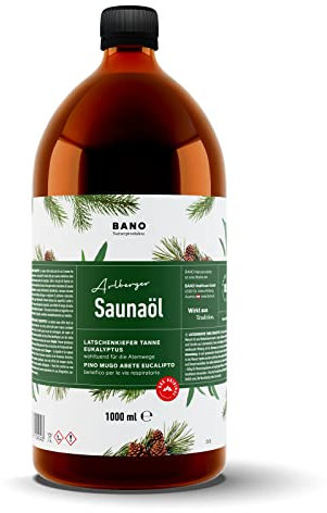 Bano Huile pour sauna tyrolienne 1000ml | Huile pour infusion de sauna au pin de montagne, au sapin et à l'eucalyptus