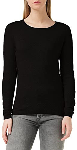 VERO MODA Vmcare Structure LS O-Neck Blouse Noos, suéter Mujer, Negro (Black), 42 (Talla del Fabricante: Large)