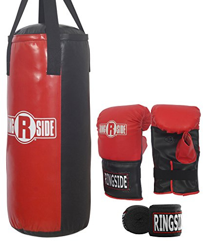 Ringside Youth 40 lb Heavy Bag Kit - Filled Kids Punching Bag Set with Boxing Gloves, Handwraps & Mounting Hardware for MMA, Kickboxing & Martial Arts Training