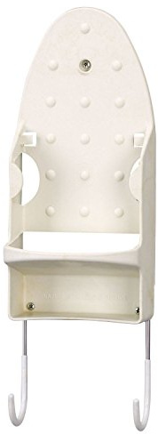 Household Essentials 166-1 Iron Wall Mount with Attached Ironing Board Hooks,White