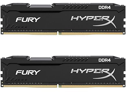 HyperX Fury - Memoria RAM de 32 GB (DDR4, Kit 2 x 16 GB, 2400 MHz, CL15, DIMM XMP, HX424C15FBK2/32) Color Negro