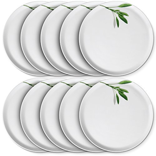 10er SET CreaTable - EUROPA KRÄUTER - Pizzateller SALBEI 33 cm aus Porzellan