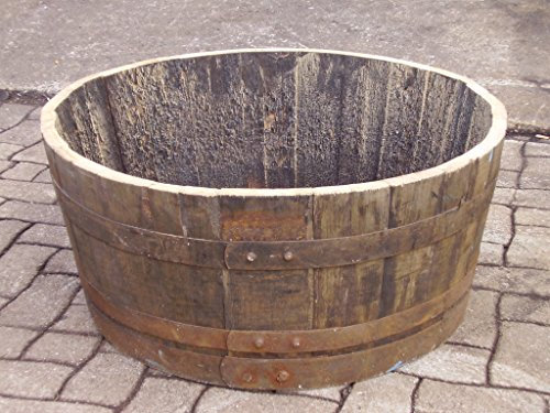 Half Oak Whiskey Barrel WITH DRAINAGE HOLES garden planter, tub, trough for plants from Buttercup Farm