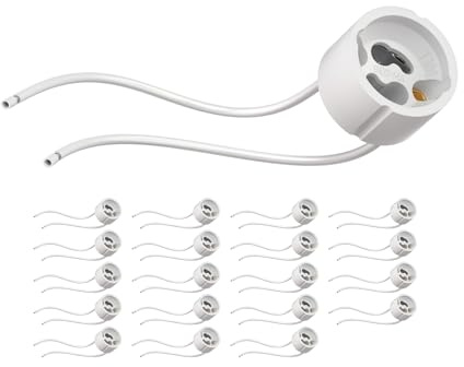 ledscom.de 20 pezzi Presa GU10, ceramica, bianco, 230V AC, max. 25W