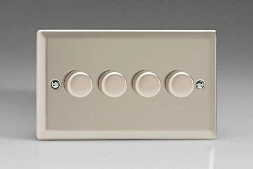 Varilight 4-Gang 2-Way V-Pro Push On/Off Rotary LED Dimmer 4 x 0-120W (Twin Plate) Satin