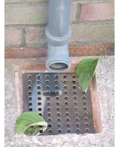 Lime Shop 2-Pack 15x15 Centimeter Rustproof Stainless Steel Swirl Drain Covers - Hopper Lids - Outdoor Drain Cover - Metal Drain Covers Outdoor