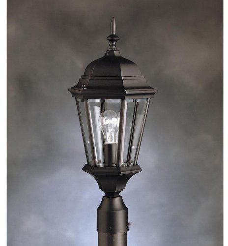 Kichler Madison 21.75 Outdoor Post Light in Black, 1-Light Exterior Fixture with Clear Beveled Glass, (21.75 H x 9.5 W), 9956BK