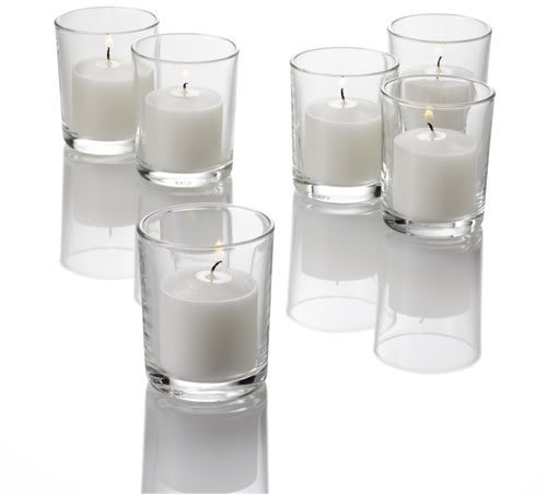 Set of 12 Votive Candle Holder Clear Glass