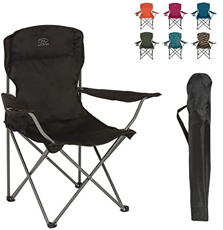 Highlander Camping Chair - Compact & Lightweight Folding Chair, 2.2kg, Portable Chair for Outdoors, Durable Steel Frame Arm Chair with Cup Holder