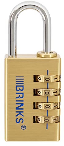 BRINKS - 30mm Solid Brass 4-Dial Resettable Padlock - Chrome Plated With Hardened Steel Shackle