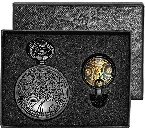 yisuya® Retro Doctor Who Silber Taschenuhr mit Silber Halskette Kette + Anhänger + Geschenk-Box
