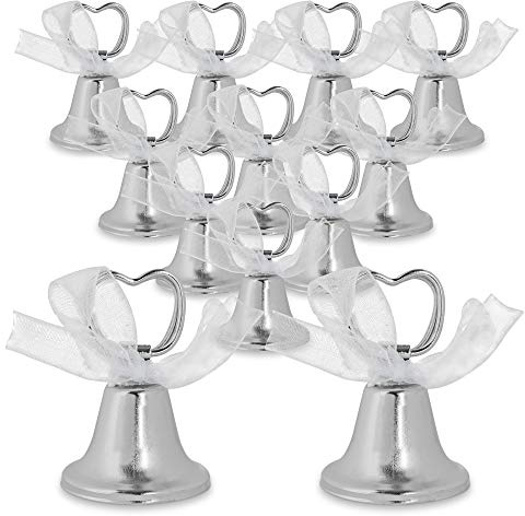 Super Z Outlet Silver Bell Place Card Holders for Table Numbers, Restaurant Menu, Weddings, Party Decoration (12 Pack) by