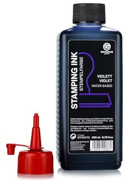 Octopus Fluids Stempelfarbe, Nachfüllfarbe zum Nachtränken von Stempelkissen und Stempelautomaten, 250ml Stempelfarbe, violett ohne Öl