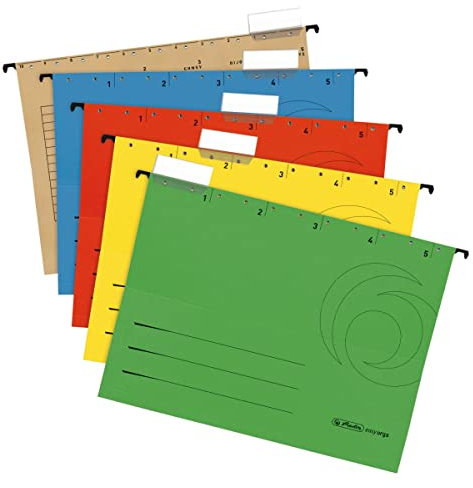 Herlitz 5874656 Hängemappe A4 UniReg farbig sortiert 5er Kraftkarton, 230 g/qm