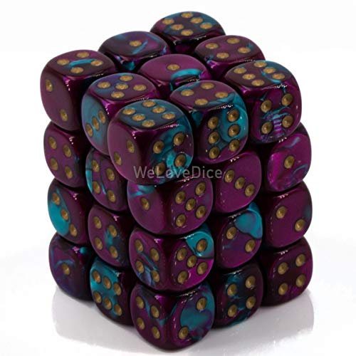 Chessex Würfel d6 Sets: Gemini Lila & Türkis mit Gold - 12mm Sechsseitig Würfel (36) Pack von Würfel