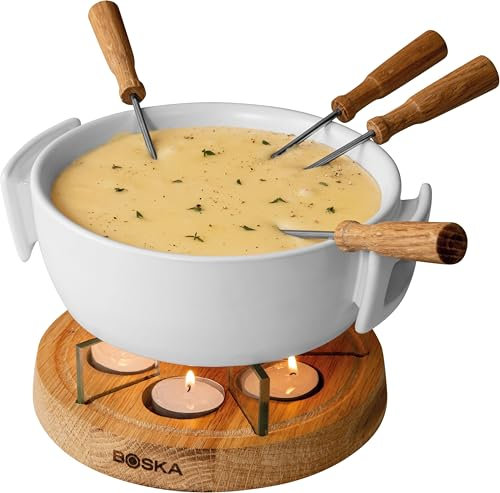 Boska Candlelight Fondue Twinkle - Set de fondue con velas - Apto para la microonda - Blanco - 1.6 L