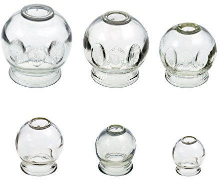 6er SPAR SET | Schröpfgläser aus Glas für Feuerschröpfen | Vakuum Massage | mit verschiedenen Durchmessern