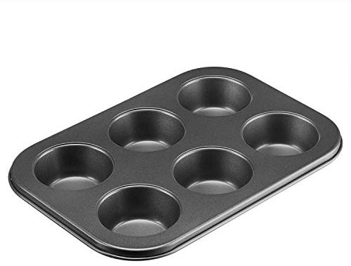 Westmark Teglia per muffin, Per 6 muffin, Rivestimento antiaderente, Acciaio stampato a freddo, Back Meister, Antracite, 32882270
