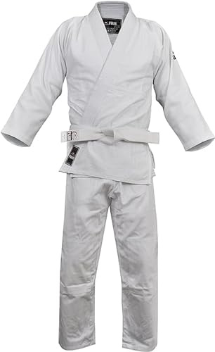Fuji Single Weave Judo Gi Uniform - Kids & Adults Cotton Training Gi for Judo and Karate, Size 8, White