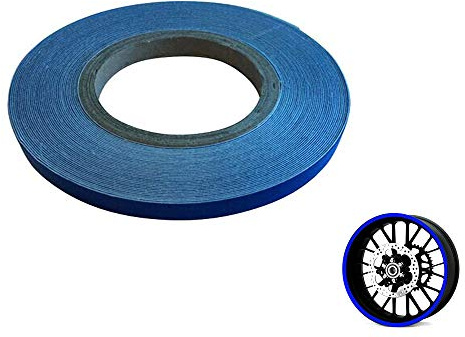 Motorcycle Scooter Moped ATV Quad Bike Car Van Blue Wheel tyre Alloy Rim Sticker Decal Strip 7mm x 600cm for All Rims