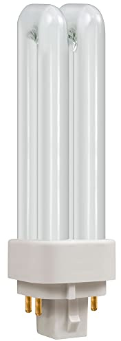 Crompton Lamps CFL PLC-E 10W G24q-1 Dimmable Double Turn DE-Type 4000K Cool White Frosted 600lm 4-Pin Energy Saving Push Fit Compact Fluorescent Opal Light Bulb
