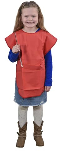 School Smart - 86520 Vinyl Art Smock Apron, 22 x 16 Inches, Red