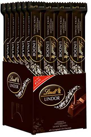 Lindt Schokolade LINDOR Bitter-Schokoladen-Sticks | 24 x 37 g Schokoladenriegel | Mit zartschmelzender Bitter-Schokoladenfüllung mit 60% Kakao | Pralinen-Geschenk | Schokoladen-Geschenk | Großpackung