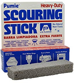 PUMIE Scouring Stick for Toilet (1-Pack) - Heavy Duty Toilet Pumice Stone for Hard Water Stains, Rust & Grime Removal - Natural Pumice Material - Removes Mineral Deposits from Toilets, Tubs & Sinks