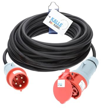 KALLE DAS KABEL CEE-Verlängerungskabel Gummi H07RN-F 5G 2,5mm² 400V 16 A mit Phasenwender 40 Meter