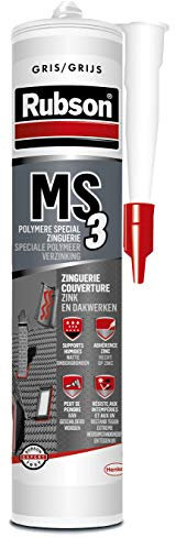 RUBSON MS3 , Mastic polymère pour couverture/zinguerie, pour étanchéité et collage en extérieur, Gris Zinc, Cartouche 280 ml